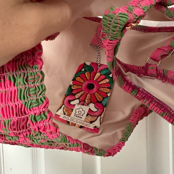Farm Rio smocked bikini bathing suit high rise push-up seasheel small new - Picture 6 of 8